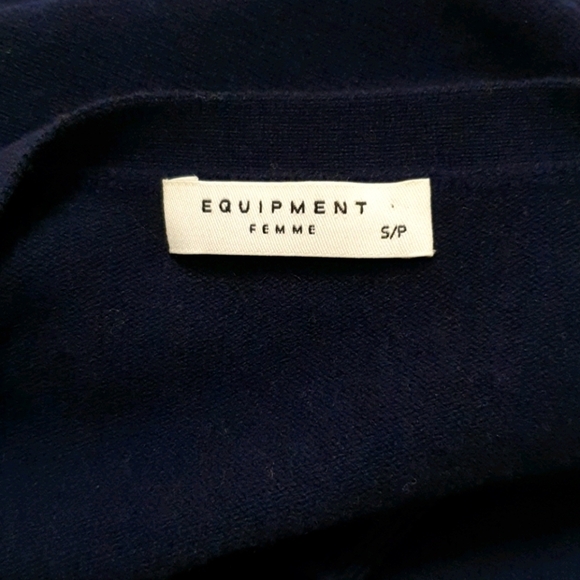 EQUIPMENT FEMME Blended Wool Cashmere  Oxford Blue Sweater - Picture 5 of 7